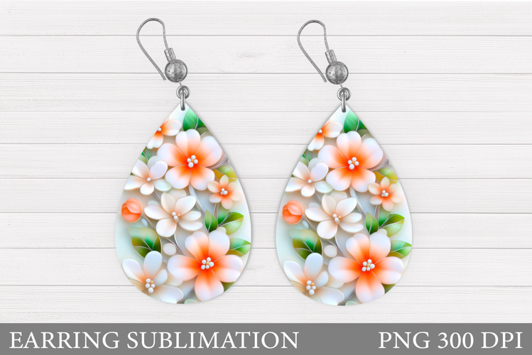 Flowers Earring Sublimation. Flowers Teardrop Earring