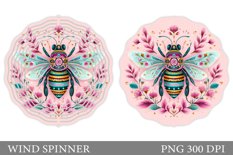 Bee Wind Spinner Sublimation. Flowers Wind Spinner Design