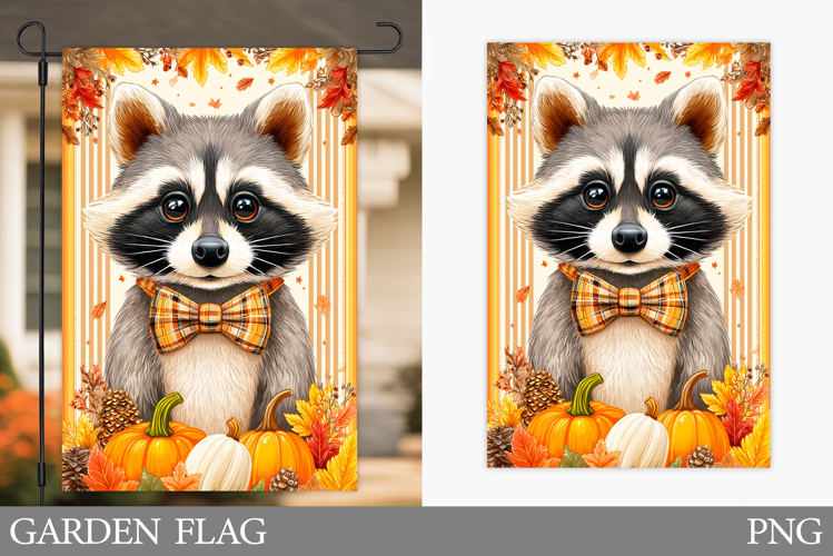 Fall Raccoon Garden Flag. Fall Garden Flag Sublimation