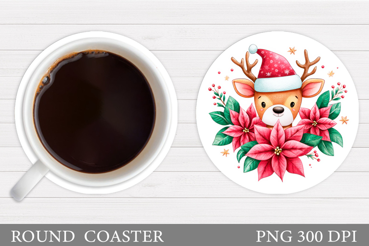 Christmas Deer Coaster Design. Christmas Coaster Sublimation