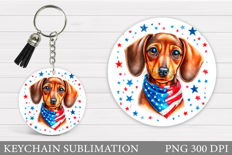 Patriotic Dog Keychain. Patriotic Keychain Sublimation