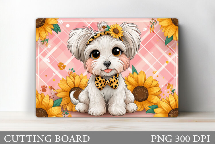 Cute Dog Cutting Board Design. Cute Dog Sublimation example image 1