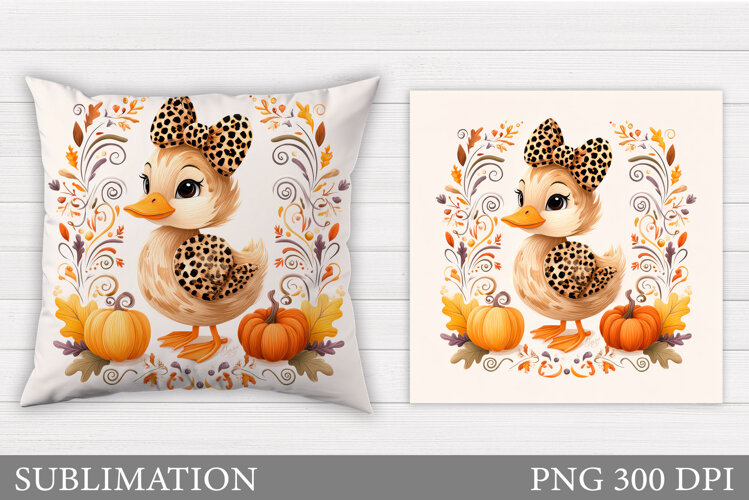 Fall Duck Pillow Design. Fall Pillow Sublimation example image 1