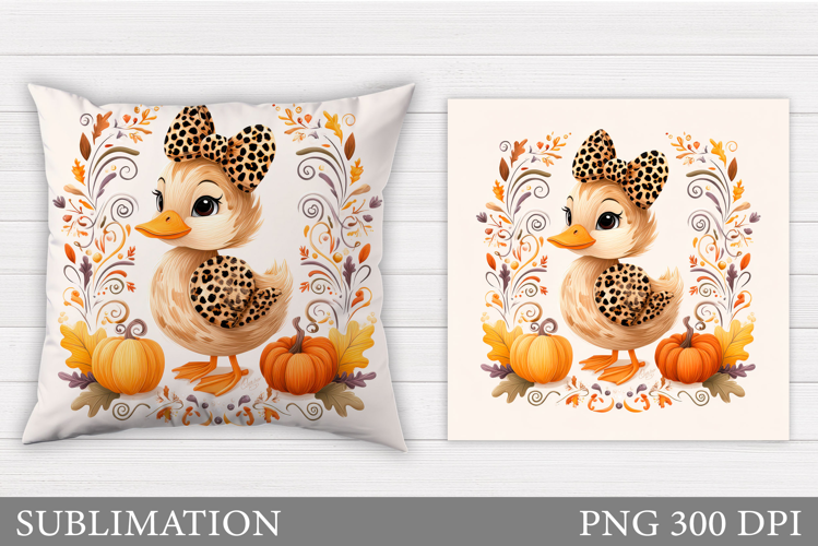 Fall Duck Pillow Design. Fall Pillow Sublimation