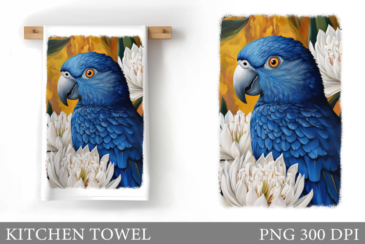 Parrot Kitchen Towel. Flowers Kitchen Towel Sublimation