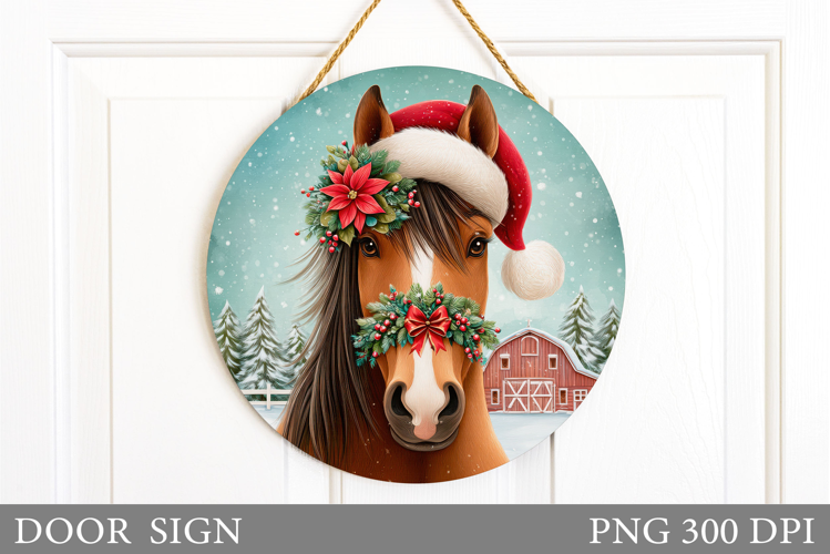 Christmas Horse Door Sign. Christmas Door Sign Sublimation