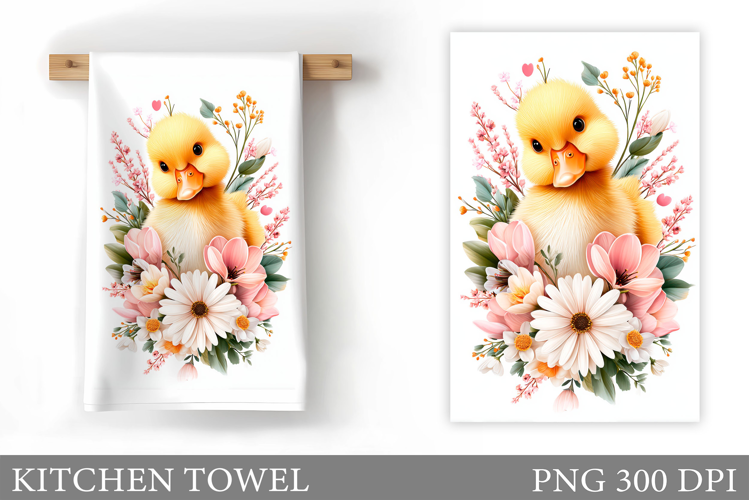 Cute Duck Kitchen Towel Design. Duck Flowers Kitchen Towel