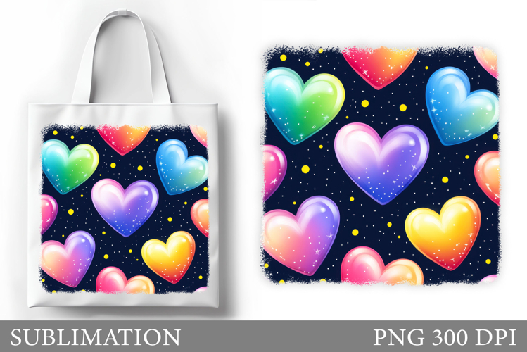 Hearts Tote Bag Design. Hearts Sublimation