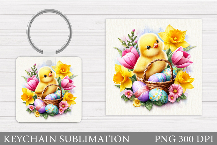 Easter Chick Keychain Sublimation. Easter Keychain Design