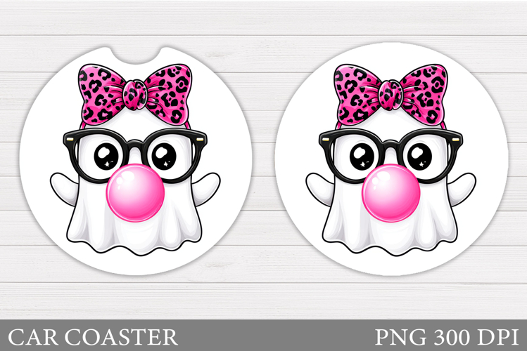 Halloween Ghost Car Coaster. Cute Halloween Car Coaster