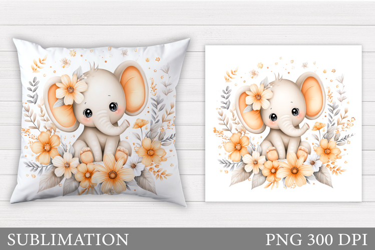 Cute Elephant Pillow Design. Cute Elephant Sublimation