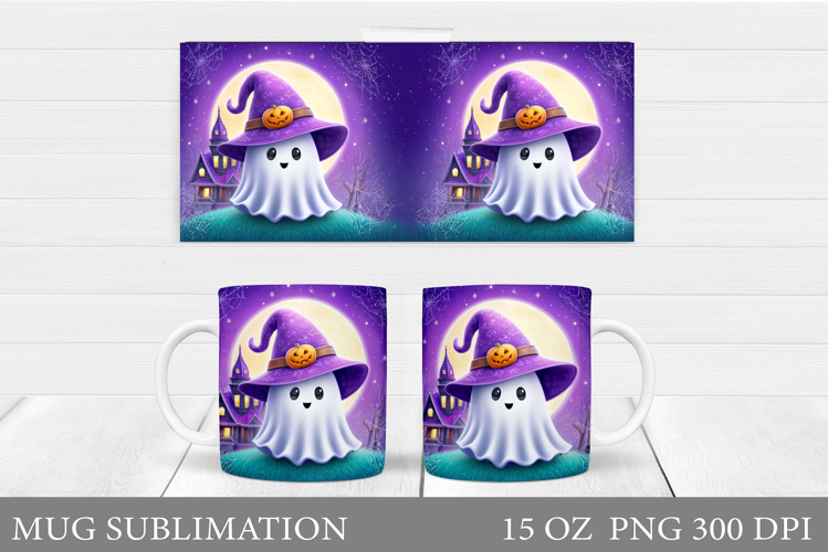 Cute Ghost Mug Design. Halloween Mug Sublimation