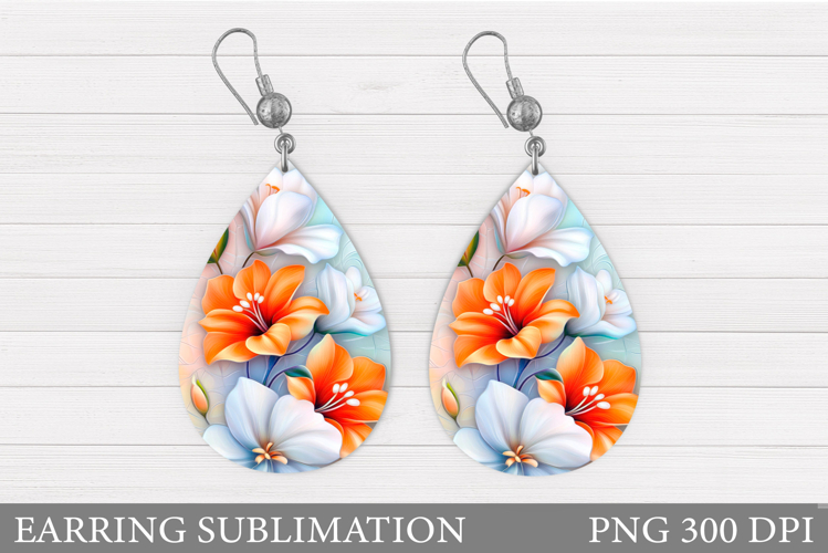 Flowers Earring Design. Floral Earring Sublimation