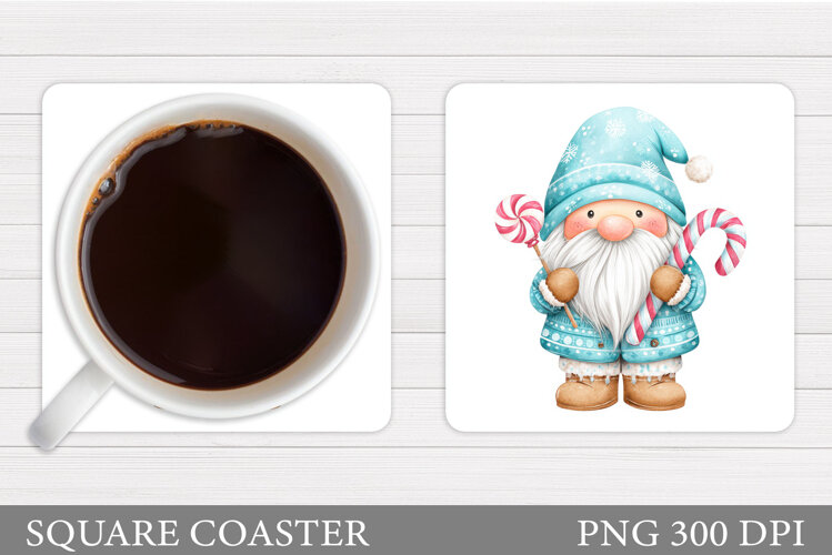 Christmas Gnome Coaster. Christmas Coaster Sublimation example image 1