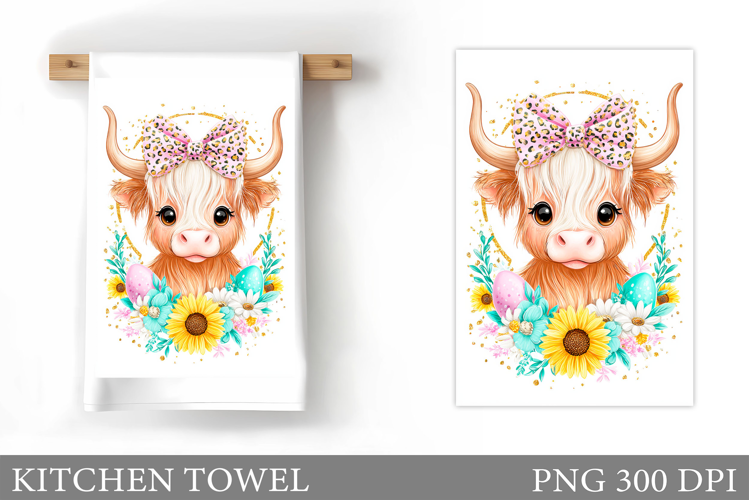 Easter Cow Kitchen Towel. Easter Kitchen Towel Sublimation
