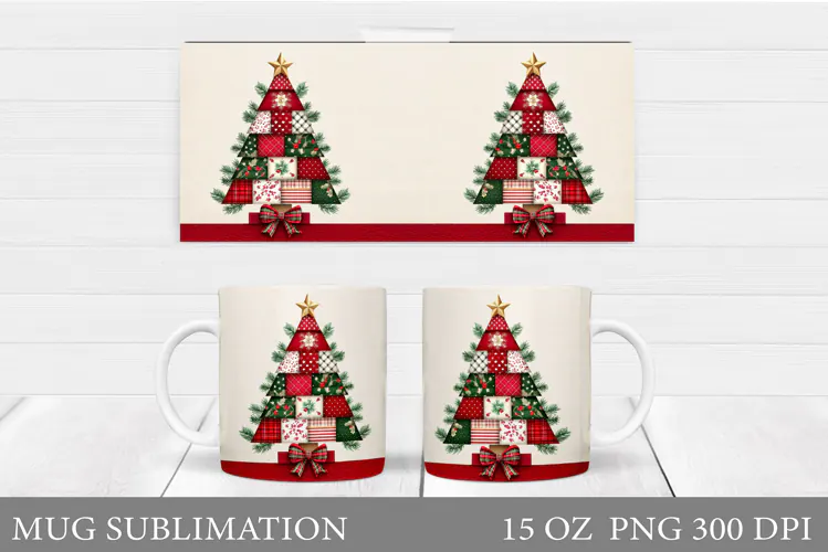 Christmas Tree Mug Design. Christmas Mug Sublimation