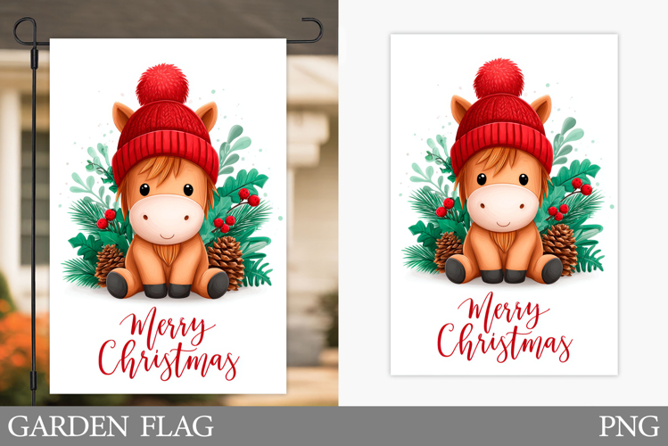 Christmas Horse Garden Flag. Christmas Garden Flag Design