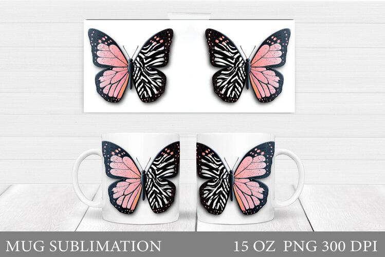Butterflies Mug Sublimation. Butterfly Mug Design example image 1