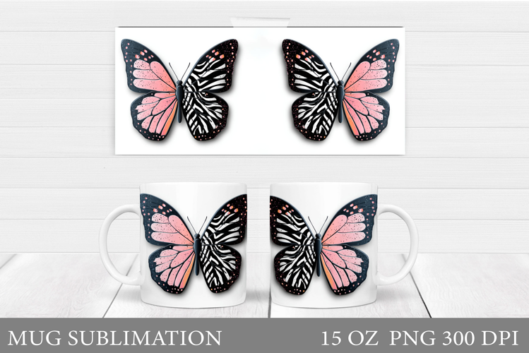 Butterflies Mug Sublimation. Butterfly Mug Design