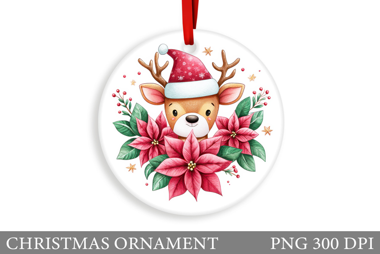 Cute Deer Christmas Ornament. Christmas Ornament Sublimation