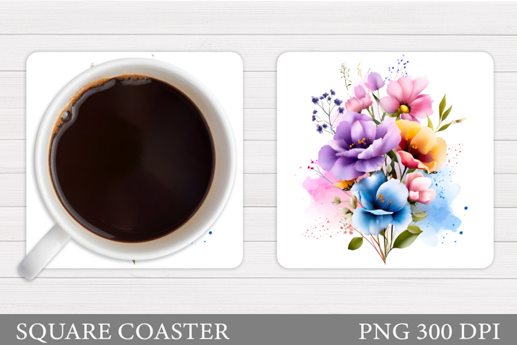 Floral Coaster Design. Flowers Coaster Sublimation