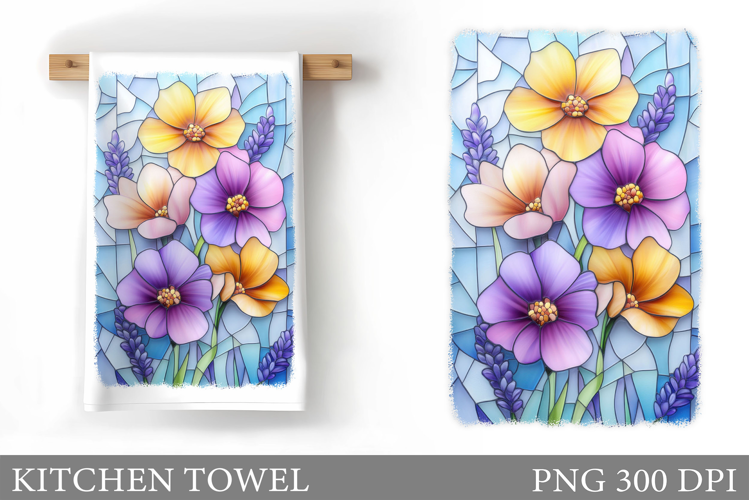 Flowers Kitchen Towel Design. Kitchen Towel Sublimation