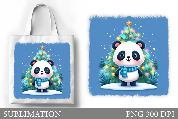 Christmas Panda Tote Bag. Christmas Tote Bag Sublimation