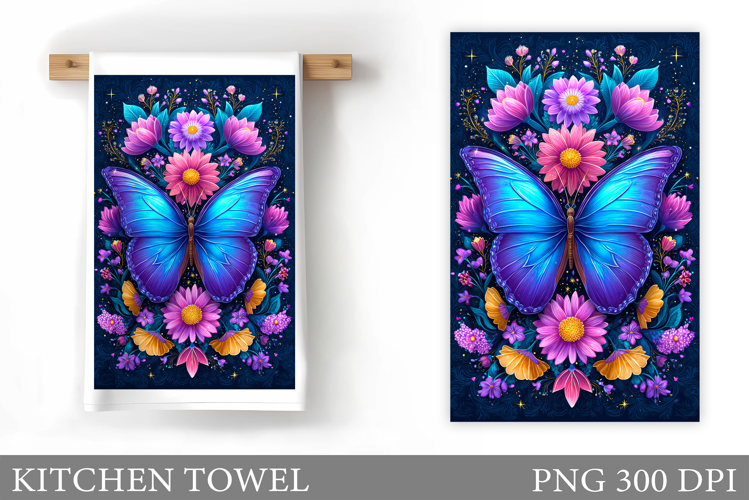 Butterfly Kitchen Towel Design. Butterfly Sublimation