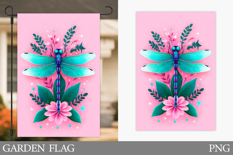 Dragonfly Garden Flag Design. Summer Garden Flag Sublimation