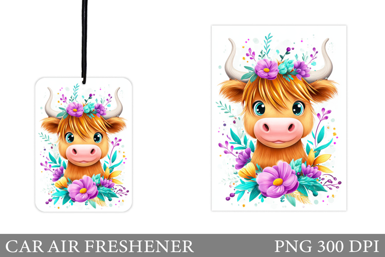 Cute Cow Car Air Freshener. Cute Cow Sublimation