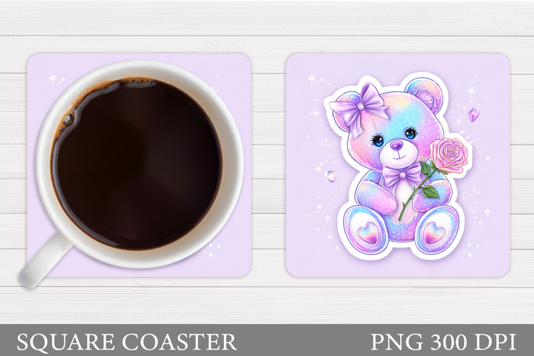 Iridescent Bear Coaster. Valentines Bear Coaster Design