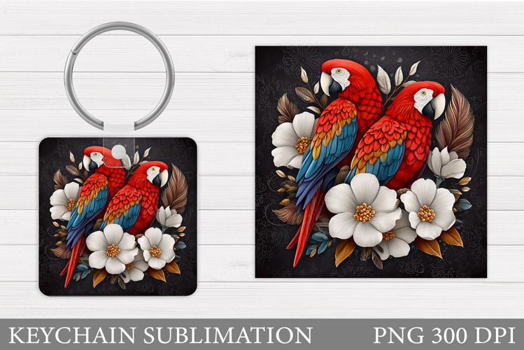 Parrots Keychain Sublimation. Parrots Sublimation