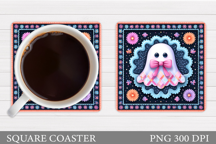 Ghost Coaster Design. Halloween Coaster Sublimation