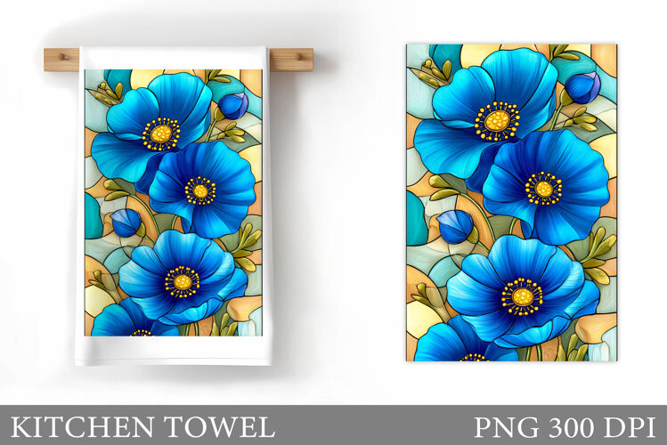 Floral Kitchen Towel Design. Flowers Kitchen Towel example image 1