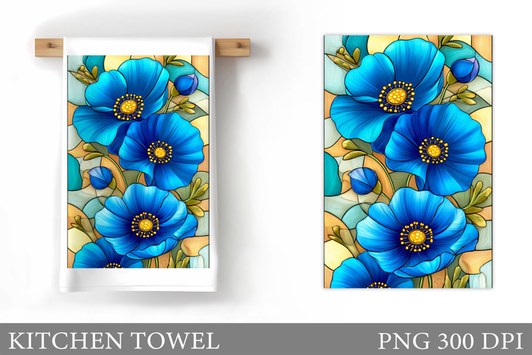 Floral Kitchen Towel Design. Flowers Kitchen Towel