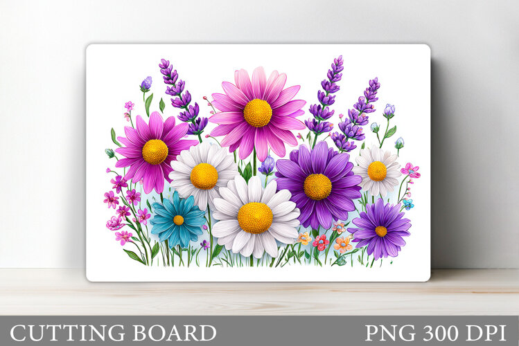 Flowers Cutting Board Sublimation. Wildflowers Cutting Board example image 1
