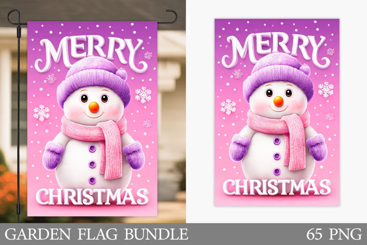 Cute Snowman Garden Flag. Christmas Garden Flag Design