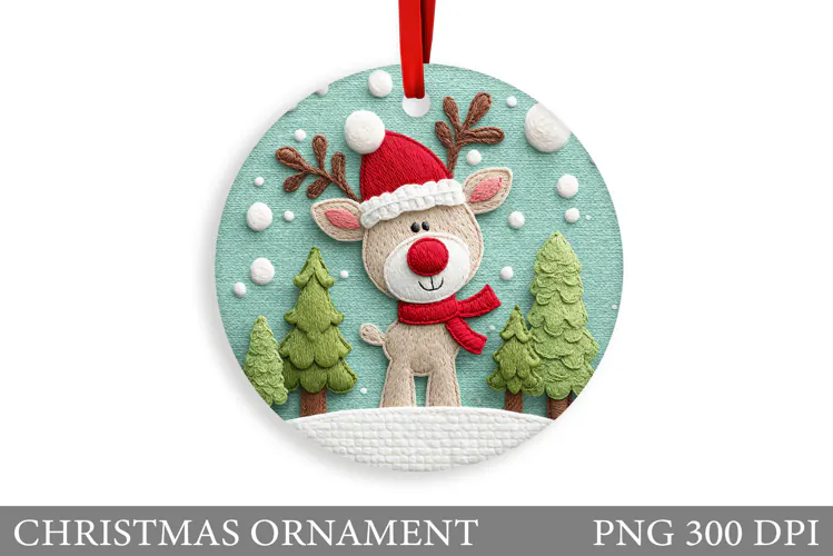 Cute Deer Christmas Ornament. Christmas Deer Ornament Design