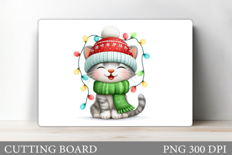 Christmas Cat Cutting Board. Christmas Cutting Board Design example image 1