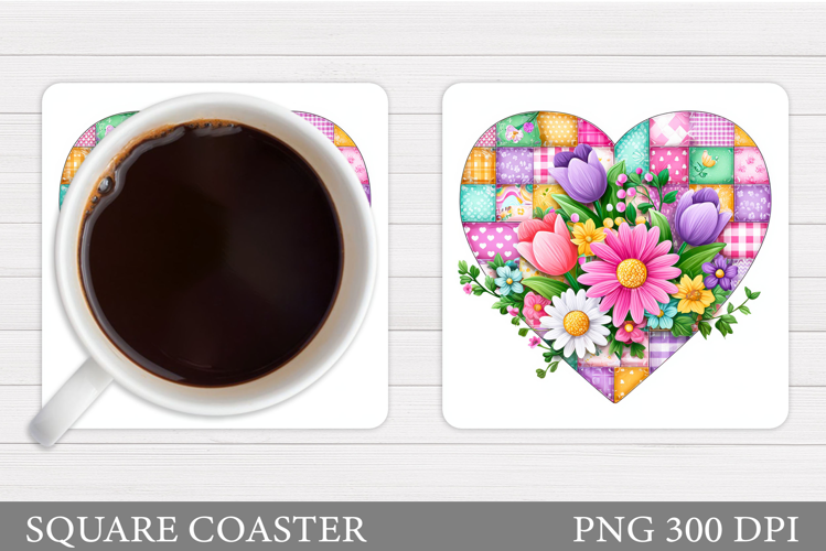 Flowers Coaster Sublimation. Floral Coaster Design