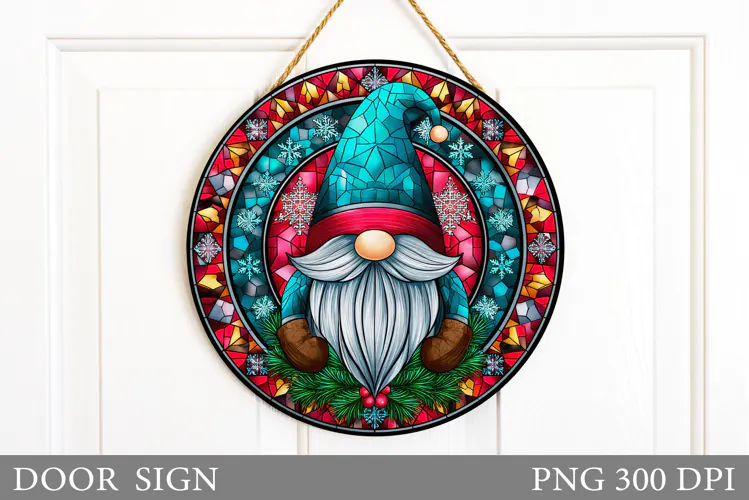 Christmas Gnome Door Sign. Christmas Door Sign Sublimation