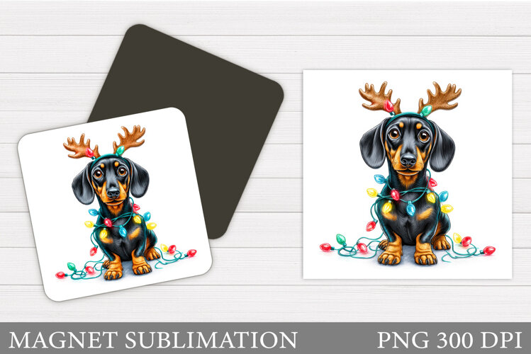 Christmas Dog Magnet Design. Christmas Magnet Sublimation example image 1