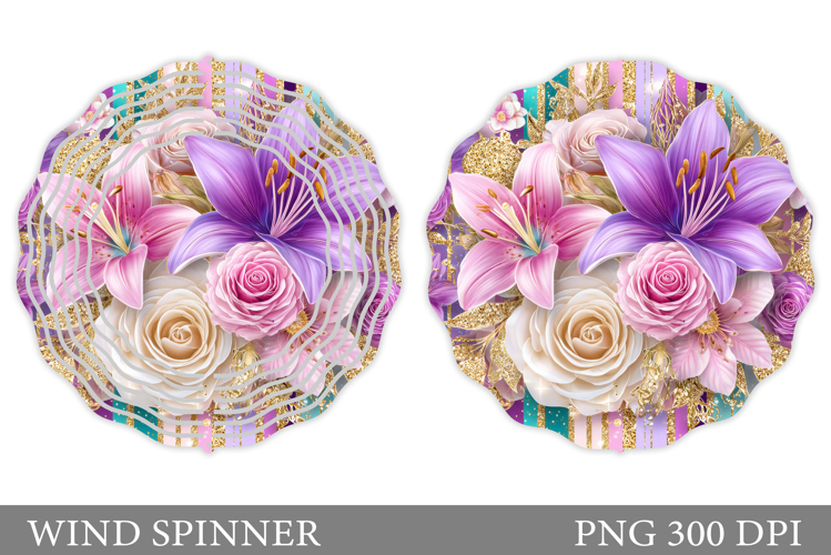 Floral Wind Spinner Sublimation. Flowers Wind Spinner Design