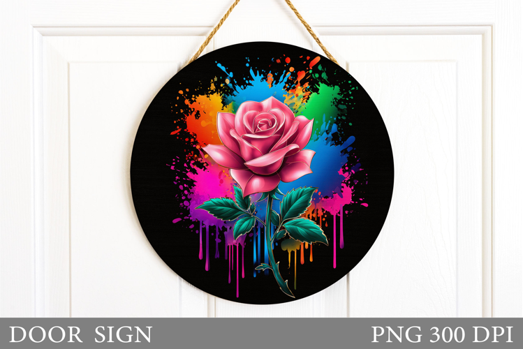 Roses Door Sign Sublimation. Flowers Door Sign Design