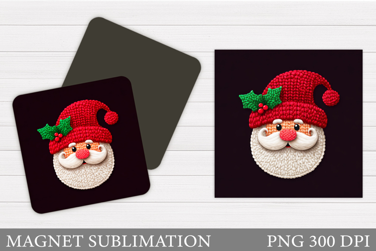 Crochet Santa Claus Magnet. Christmas Magnet Sublimation