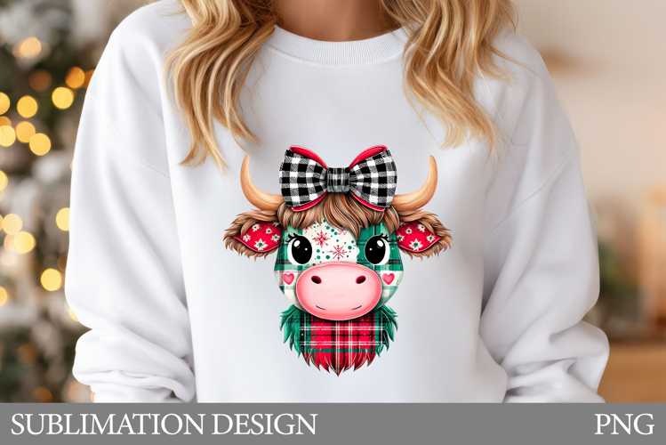Christmas Cow T-Shirt Design. Christmas Cow Sublimation
