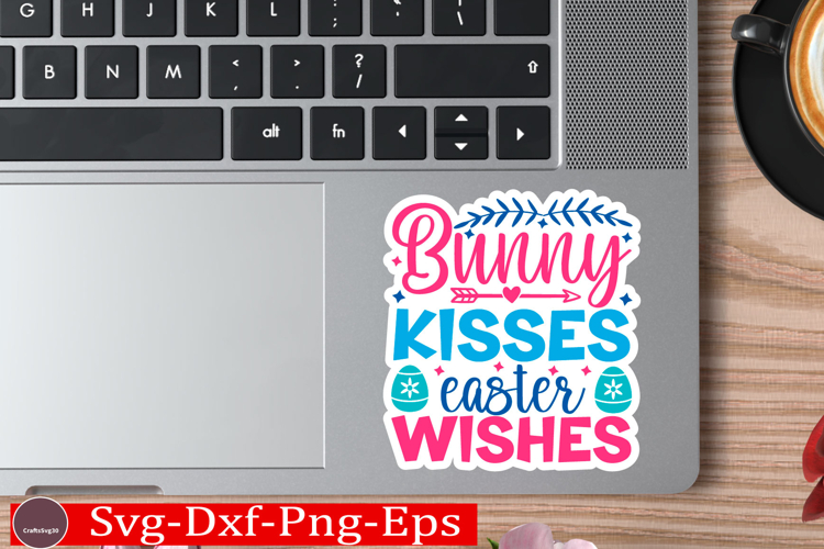 Happy Easter stickerS VG Design Cute Easter Quotes SVG Bunny example image 1