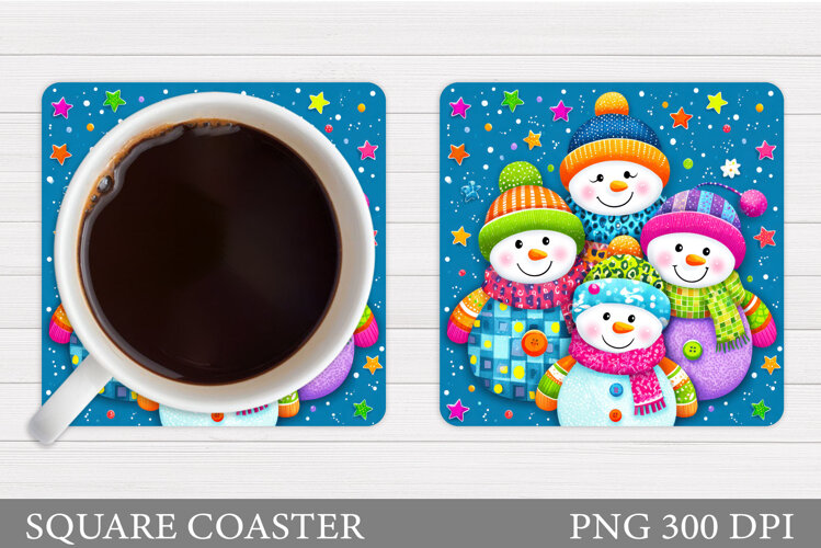 Snowman Coaster Sublimation. Christmas Coaster Design example image 1