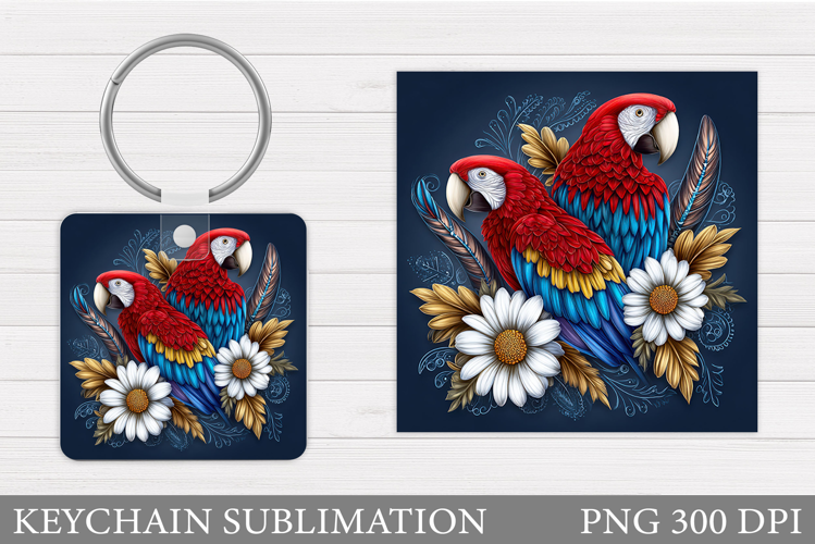 Parrots Keychain Sublimation. Parrots Sublimation
