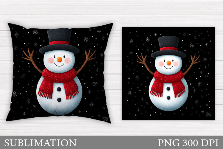 Snowman Pillow Sublimation. Christmas Pillow Design example image 1
